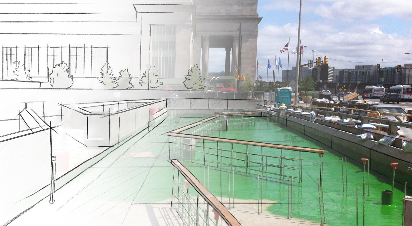 sketch image of 30th Street Station waterproofing job completed by EDA. 
